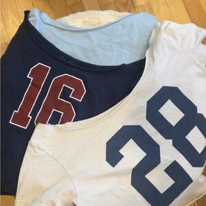 Brandy Melville Navy and Cream Crop Tops